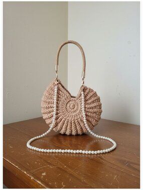 Handwoven Seashell Purse Crochet Summer Beach Bag Boho Crossbody Shoulder Bag